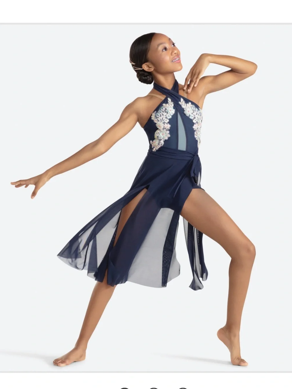 Revolution Wildest Dreams RC23910 Lyrical Dance Costume LC Navy Floral Lace